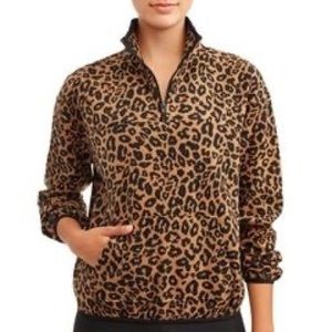 No Boundaries So Soft  Leopard Fleece Pullover Sweater‎ w/Pockets Size XL